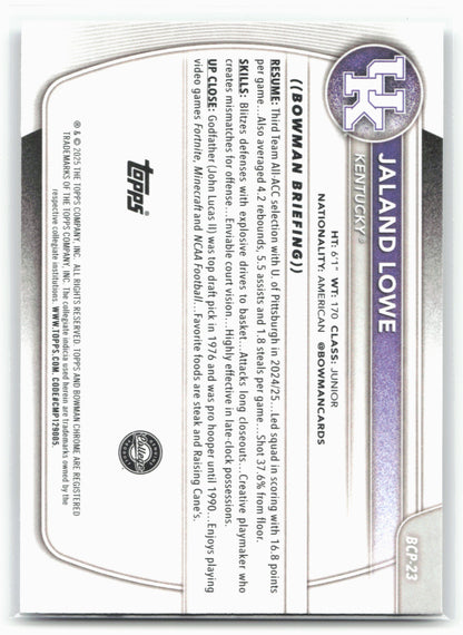 2025-26 Bowman #BCP-23 Jaland Lowe Chrome Prospects