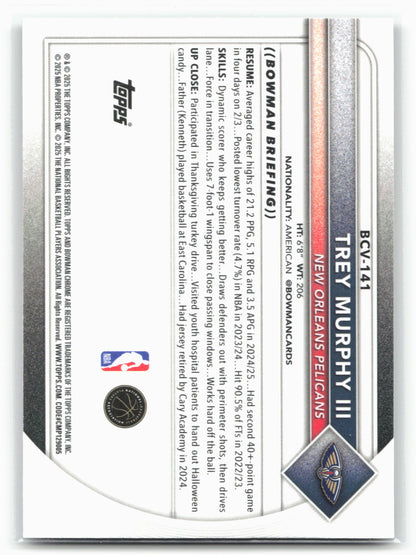 2025-26 Bowman #BCV-141 Trey Murphy III Chrome Reptilian Refractor