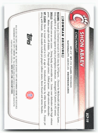2025-26 Bowman #BCP-19 Shon Abaev Chrome Prospects