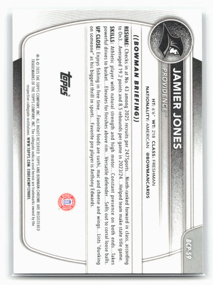 2025-26 Bowman #BCP-59 Jamier Jones Chrome Prospects 28143