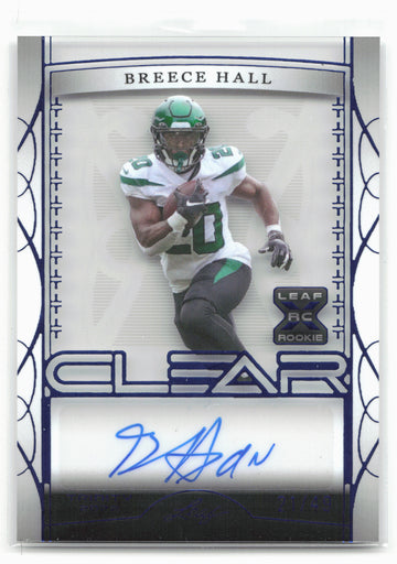 
2022 Leaf Trinity #CA-BH1 Breece Hall Clear Autographs Navy #/49