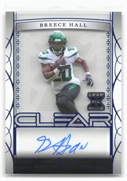 2022 Leaf Trinity #CA-BH1 Breece Hall Clear Autographs Navy #/49