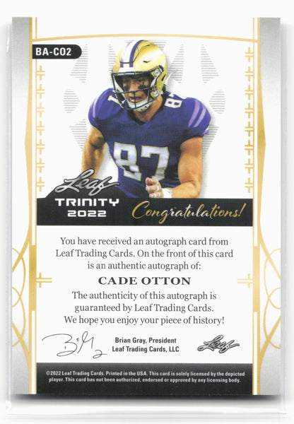 2022 Leaf Trinity #BA-CO2 Cade Otton Silver #/99
