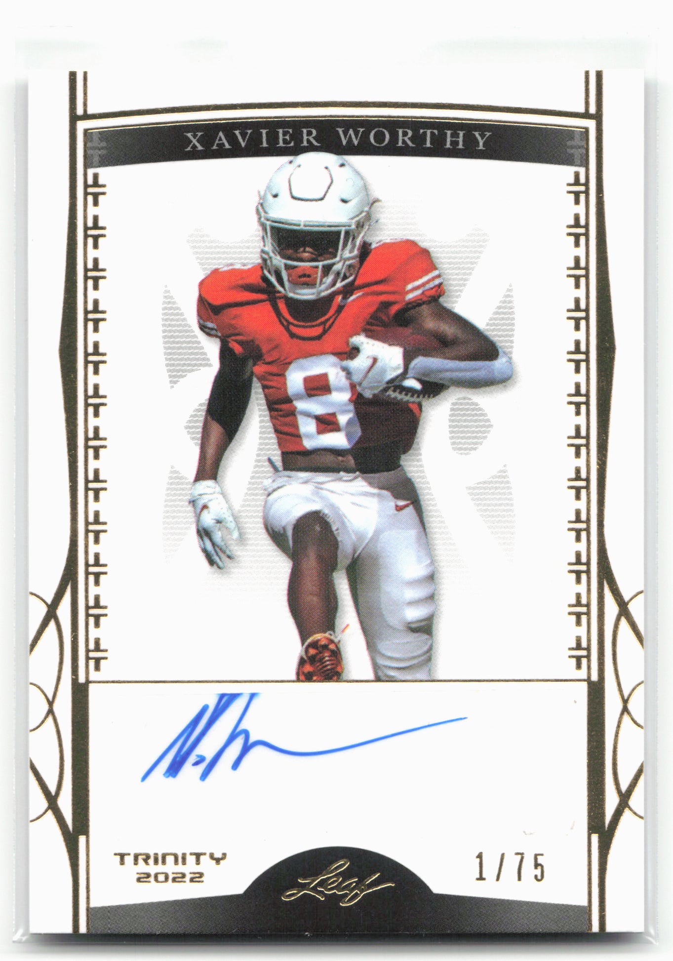 2022 Leaf Trinity #BA-XW1 Xavier Worthy Gold #/75