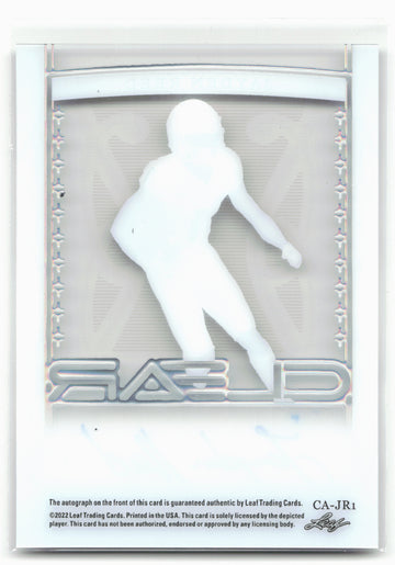 
2022 Leaf Trinity #CA-JR1 Jayden Reed Clear Autographs Platinum #/30