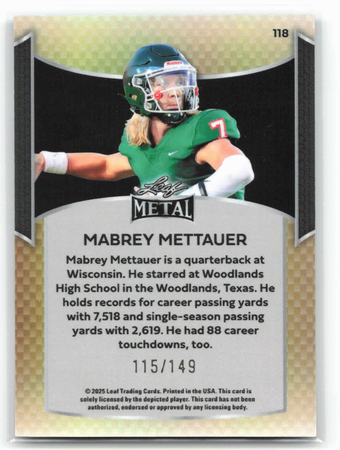2025 Leaf Metal #118 Mabrey Mettauer