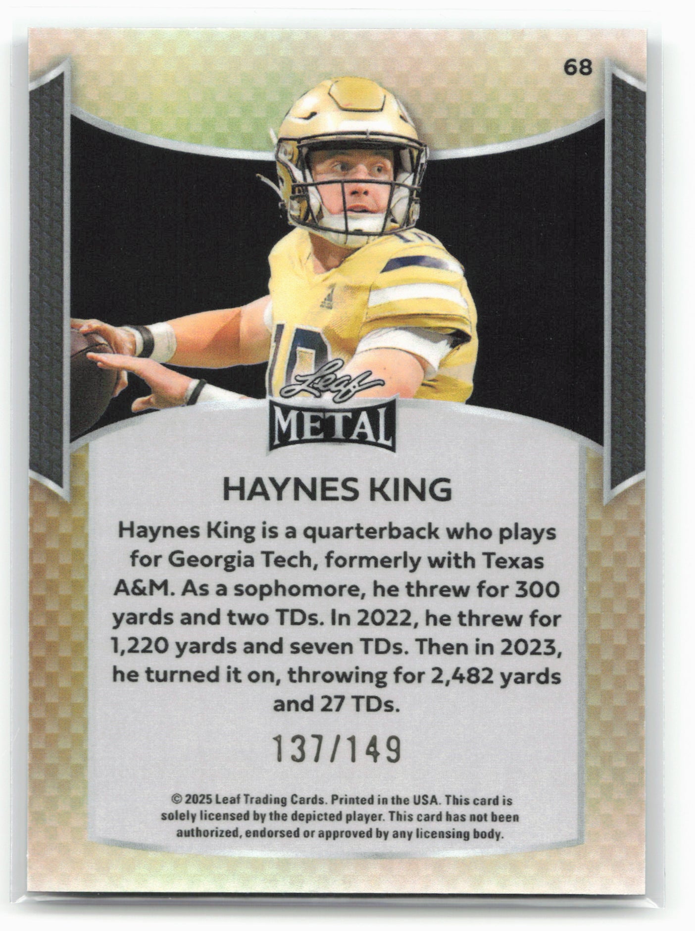 2025 Leaf Metal #68 Haynes King #/149