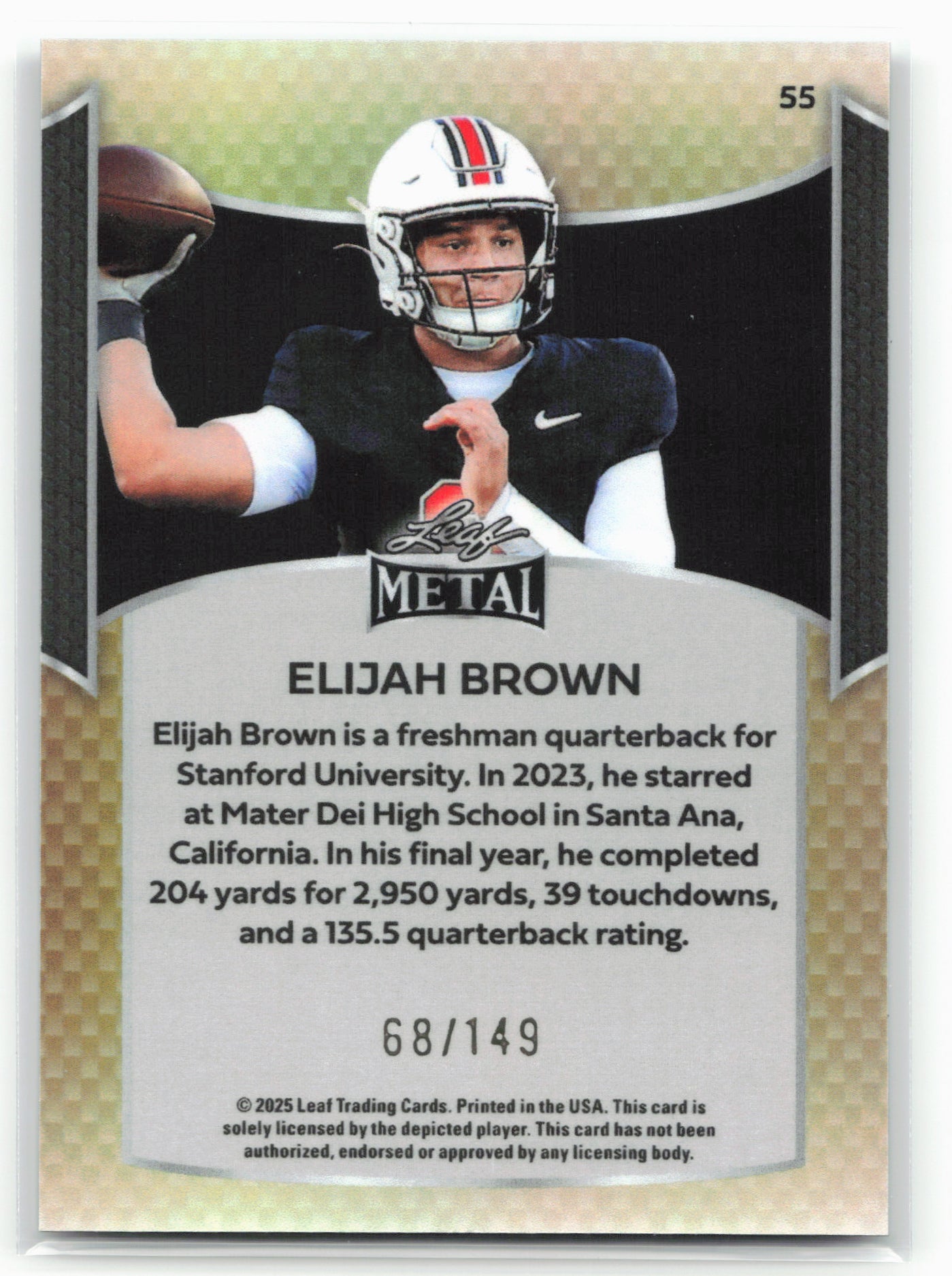 2025 Leaf Metal #55 Elijah Brown #/149