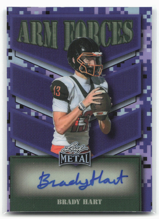 2025 Leaf Metal #AF-BH1 Brady Hart Arm Forces Prismatic Purple #/10