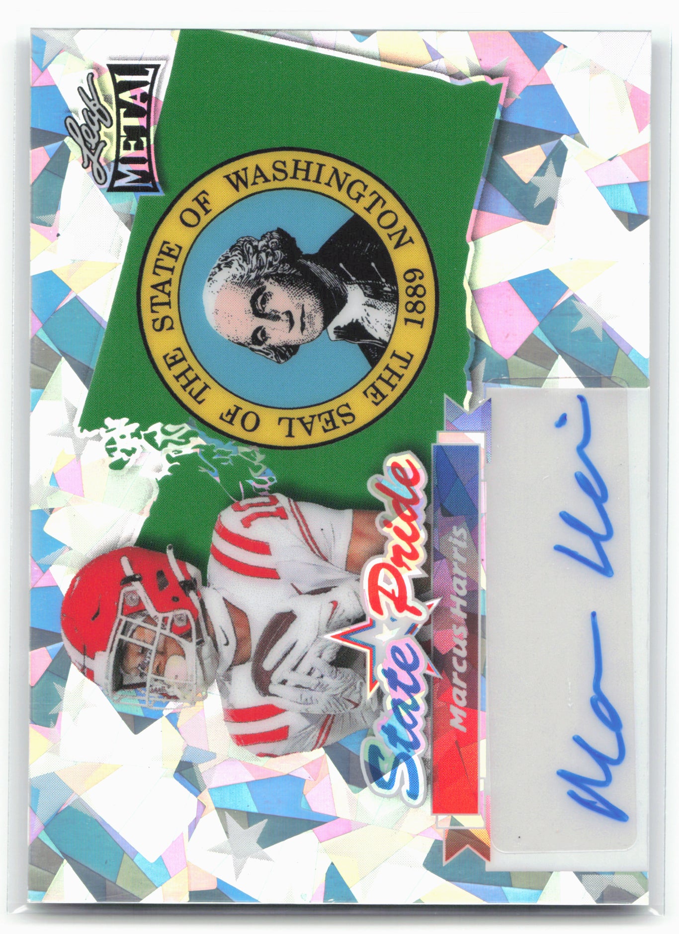 2025 Leaf Metal #SP-MH1 Marcus Harris State Pride Crystal Silver #/10