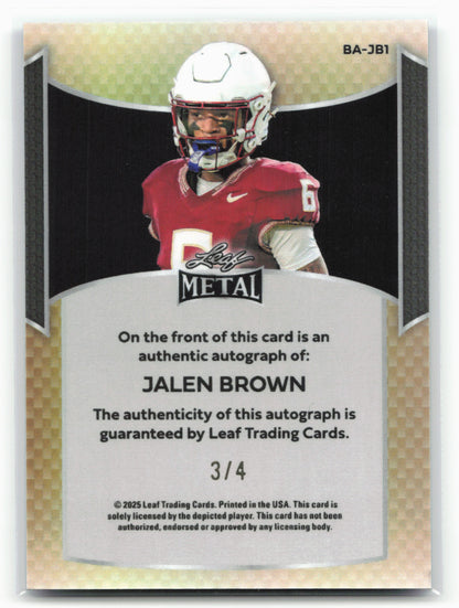 2025 Leaf Metal #BA-JB1 Jalen Brown Pulsar Blue Autographs #/4