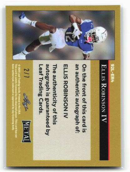 2025 Leaf Metal #92L-ER4 Ellis Robinson IV 92 Lava Purple Auto #/7
