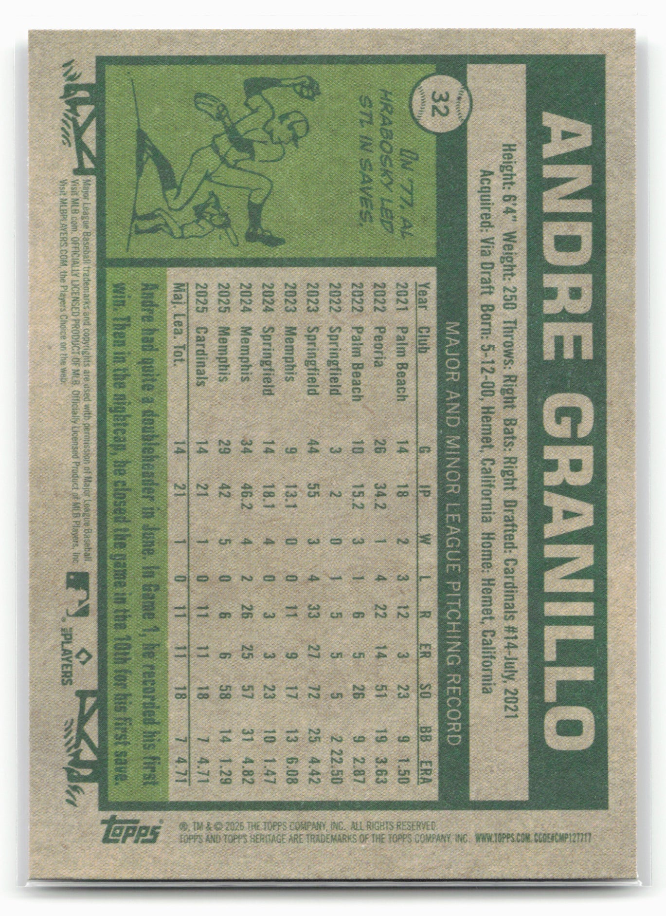 2026 Topps Heritage #32 Andre Granillo