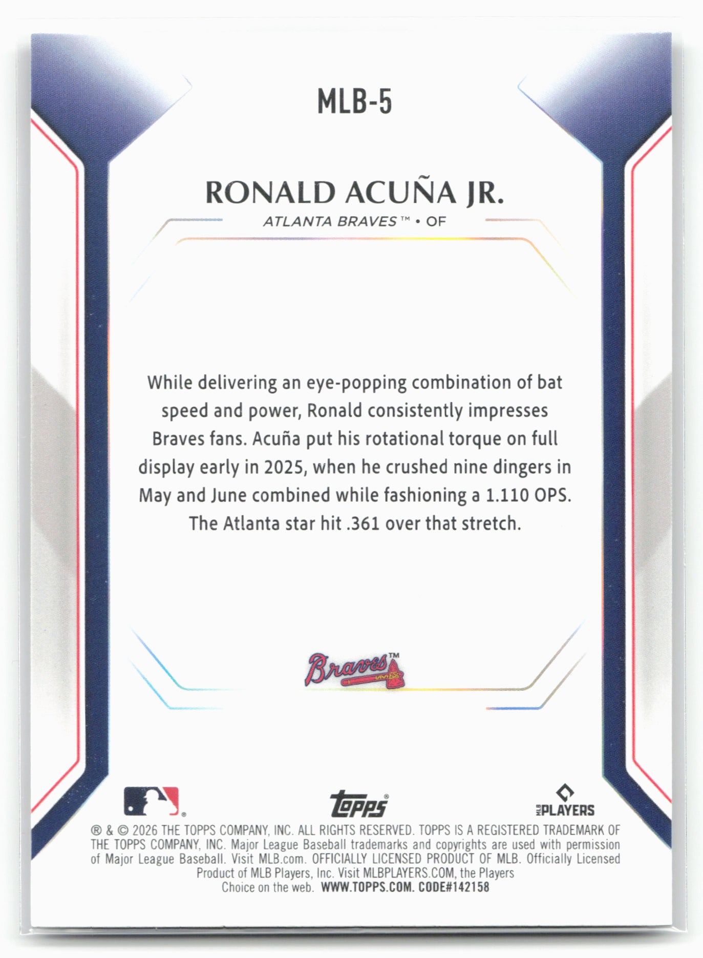 2026 Topps #MLB-5 Ronald Acuña Jr. Topps Collector Kit