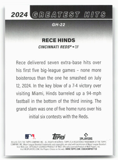2025 Topps #GH-22 Rece Hinds 2024 Greatest Hits