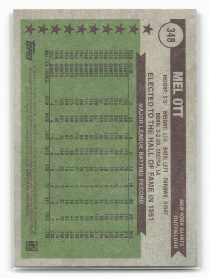 2025 Topps Heritage #348 Mel Ott