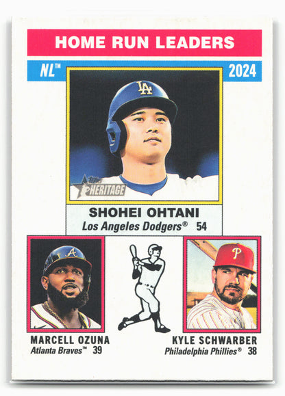 25 Topps Heritage #193 Home Run Leaders (Schwarber/Ozuna/Ohtani)