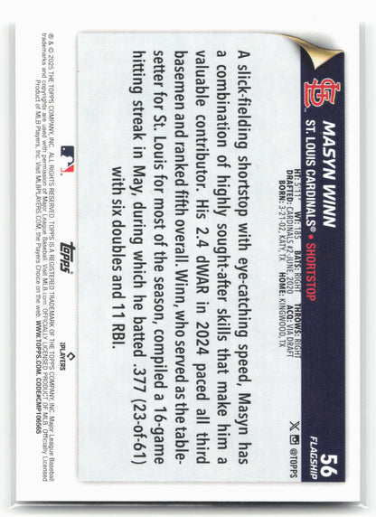 2025 Topps #56 Masyn Winn Flagship Collection (Series One)