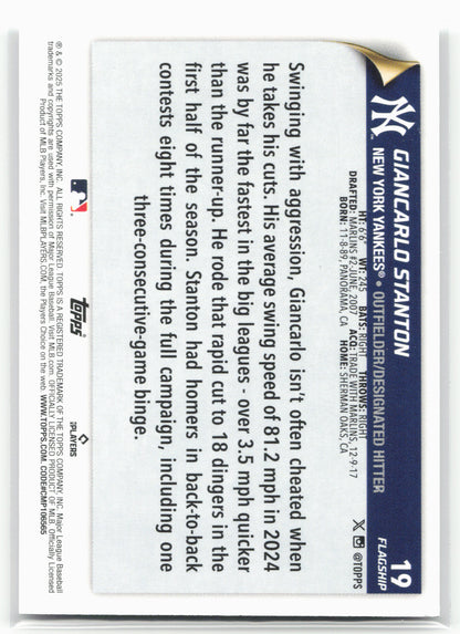 2025 Topps #19 Giancarlo Stanton Flagship Collection (Series One)
