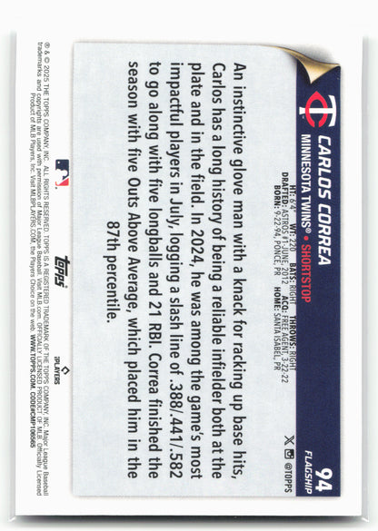 2025 Topps #94 Carlos Correa Flagship Collection (Series One)