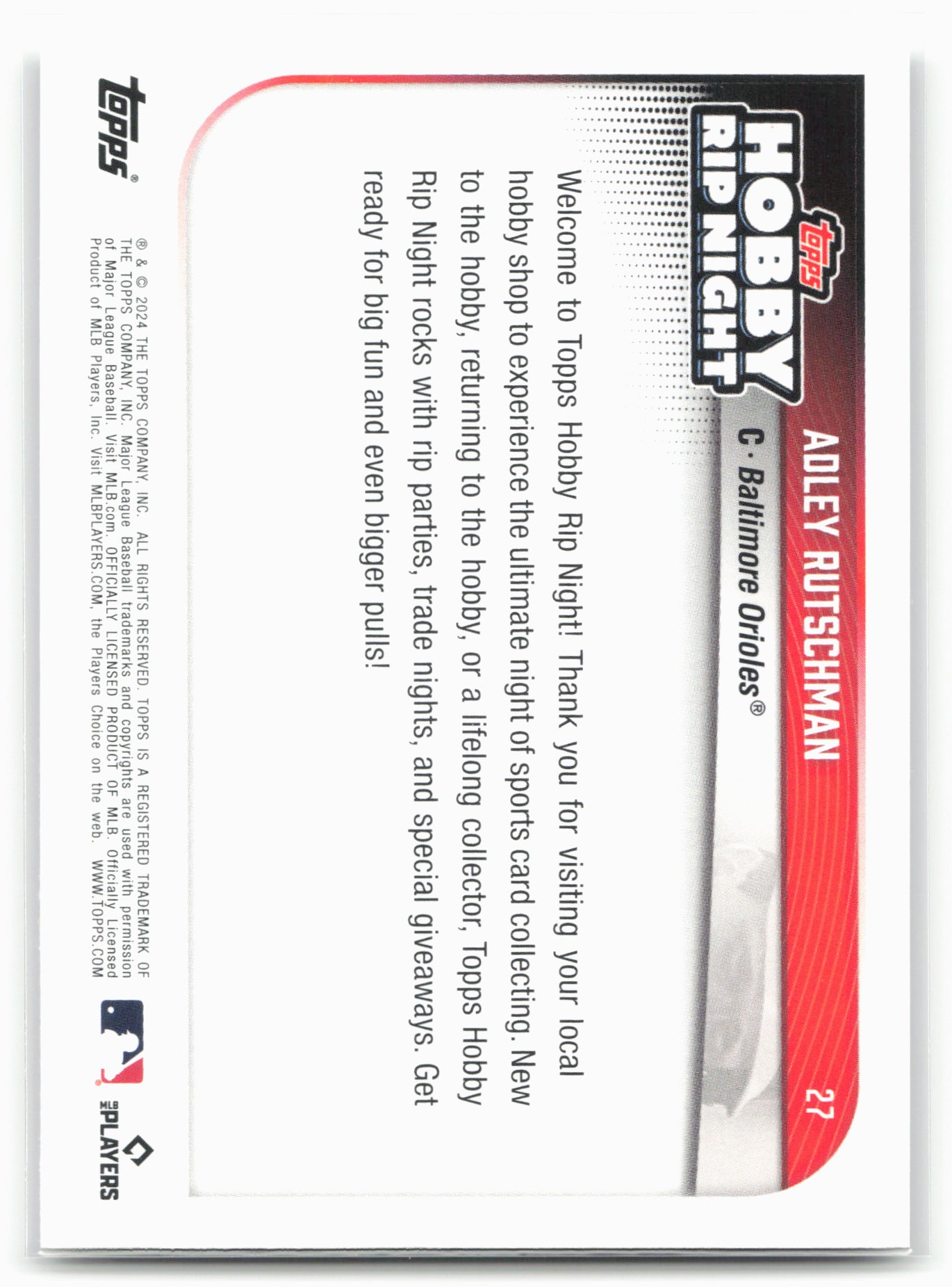 2024 Topps Hobby Rip Night #27 Adley Rutschman
