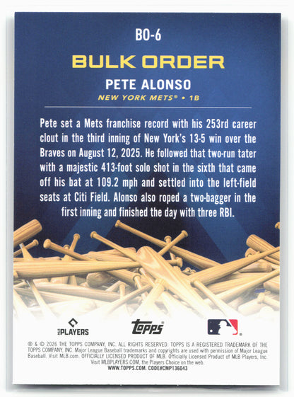 2026 Topps #BO-6 Pete Alonso Flagship Collection Bulk Order
