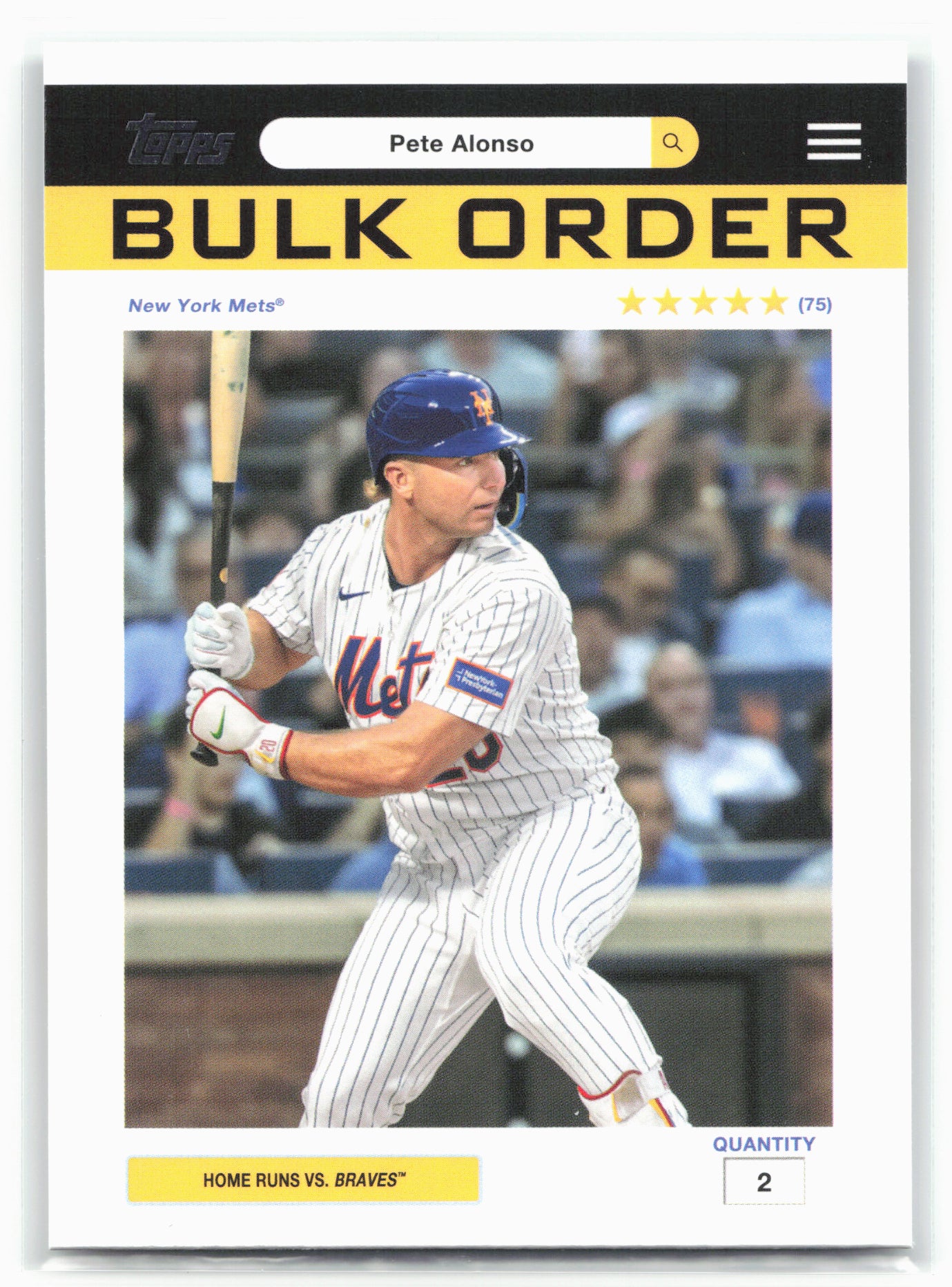 2026 Topps #BO-6 Pete Alonso Flagship Collection Bulk Order