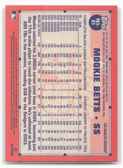 2026 Topps #T91-21 Mookie Betts 1991 Topps Baseball 35th Anniversary