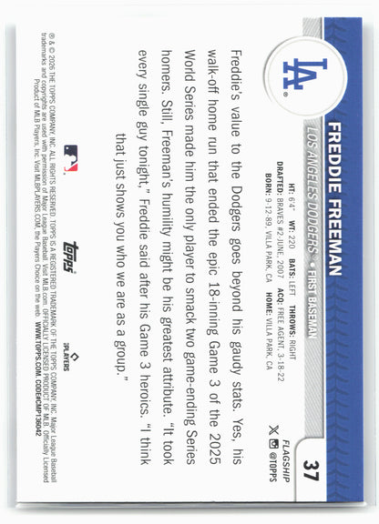 2026 Topps #37 Freddie Freeman Flagship Collection
