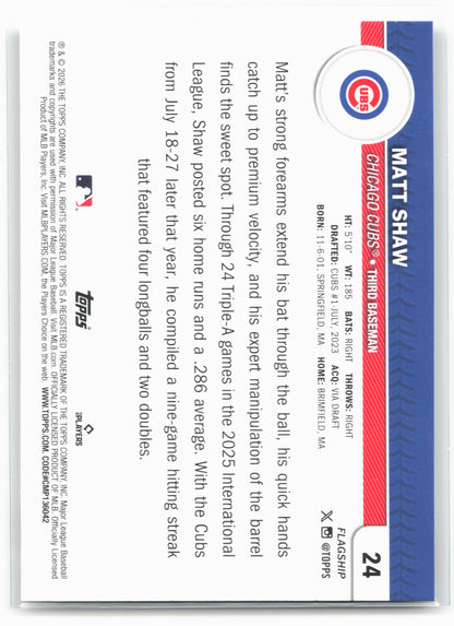 2026 Topps #24 Matt Shaw Flagship Collection