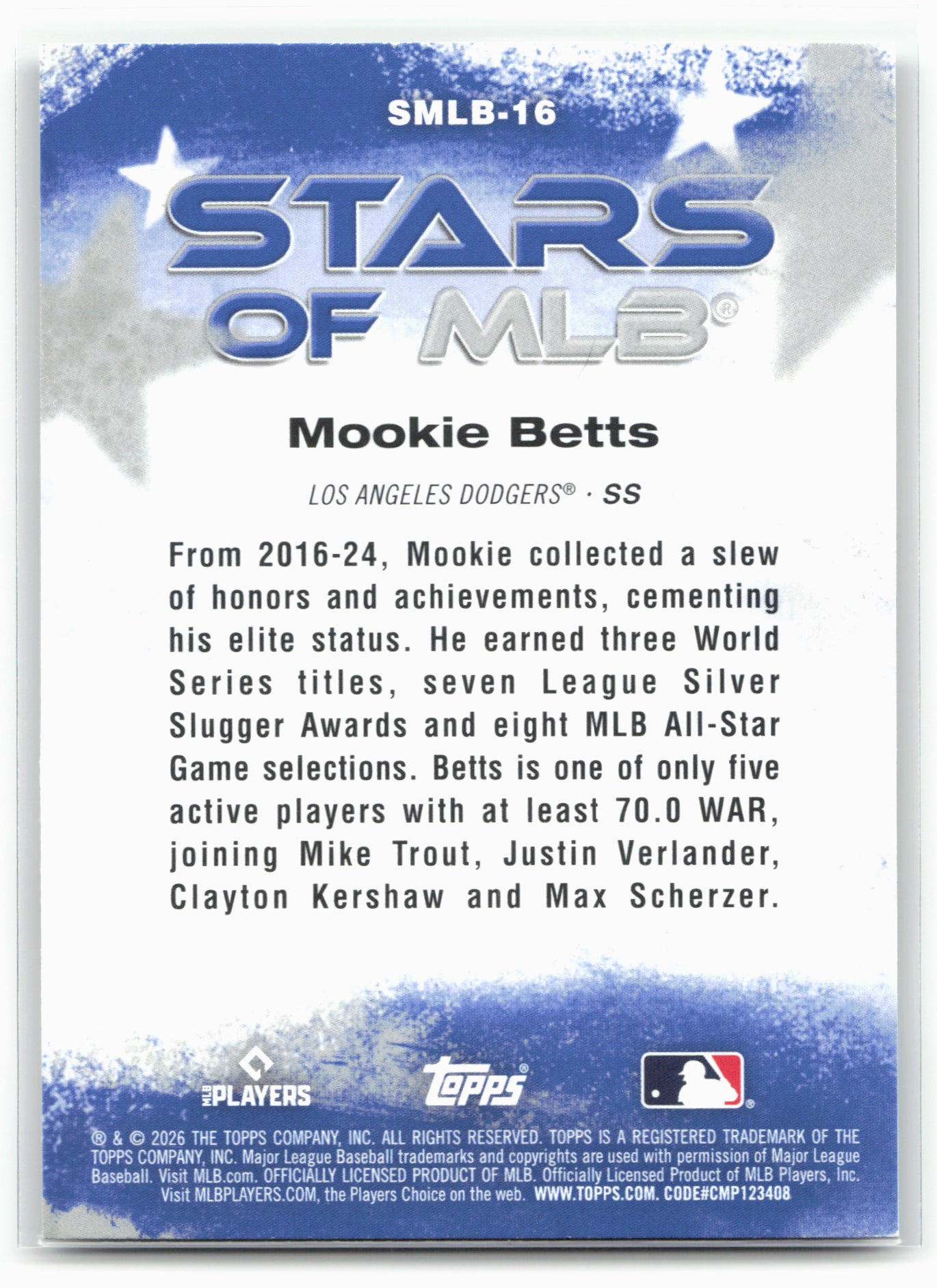 2026 Topps #SMLB-16 Mookie Betts Stars of MLB 28227