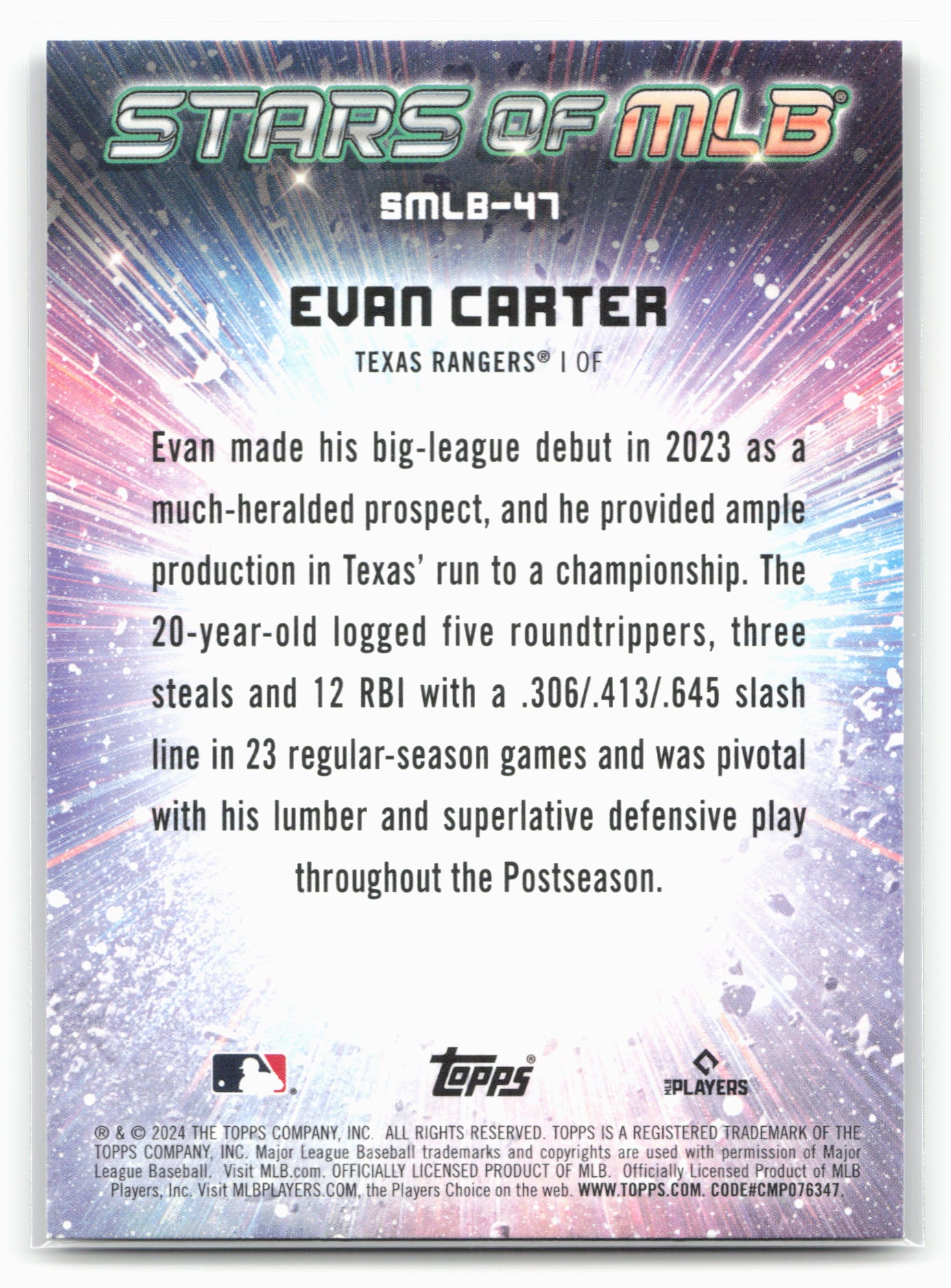 2024 Topps #SMLB-47 Evan Carter Stars of MLB