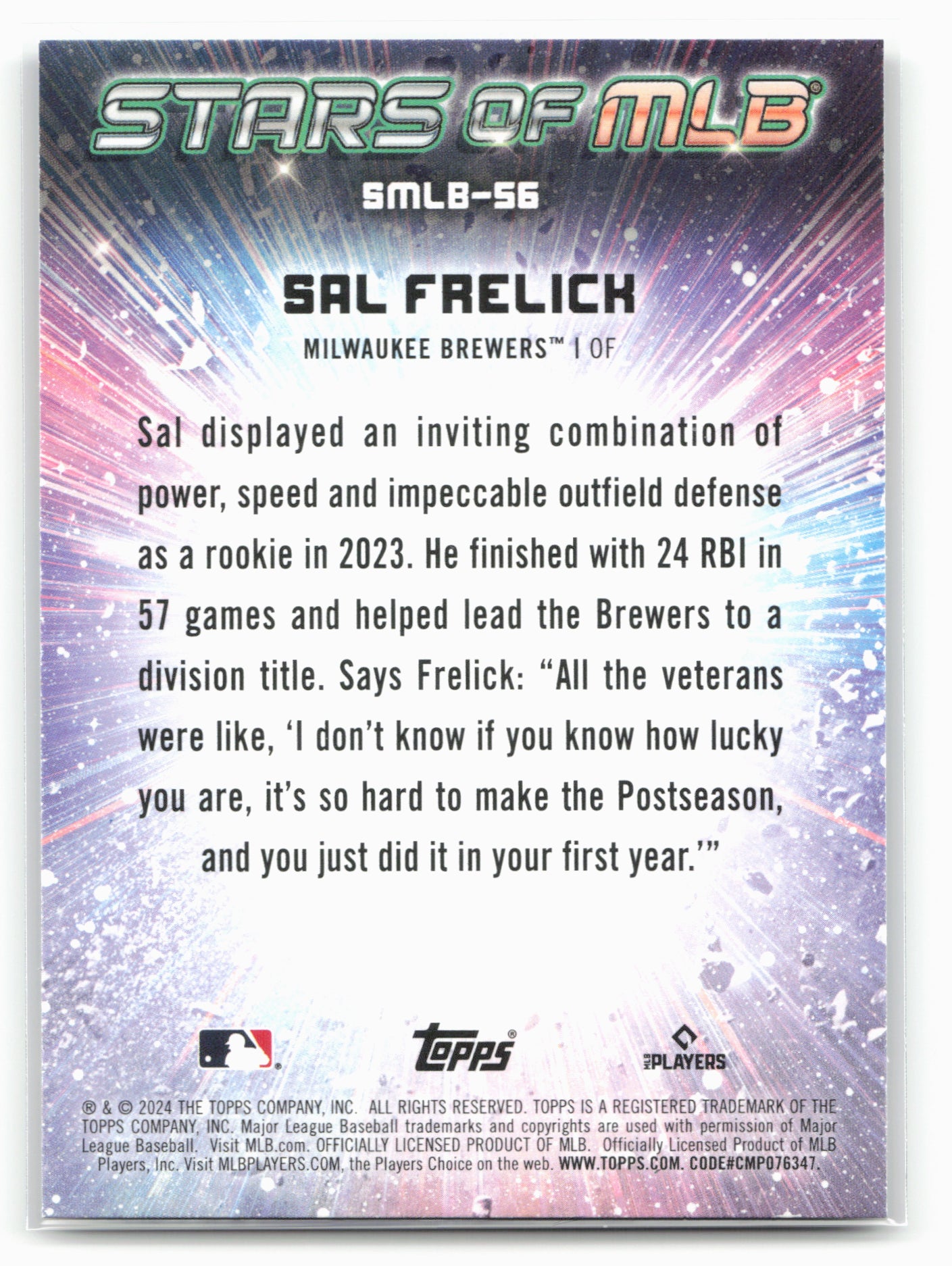2024 Topps #SMLB-56 Sal Frelick Stars of MLB