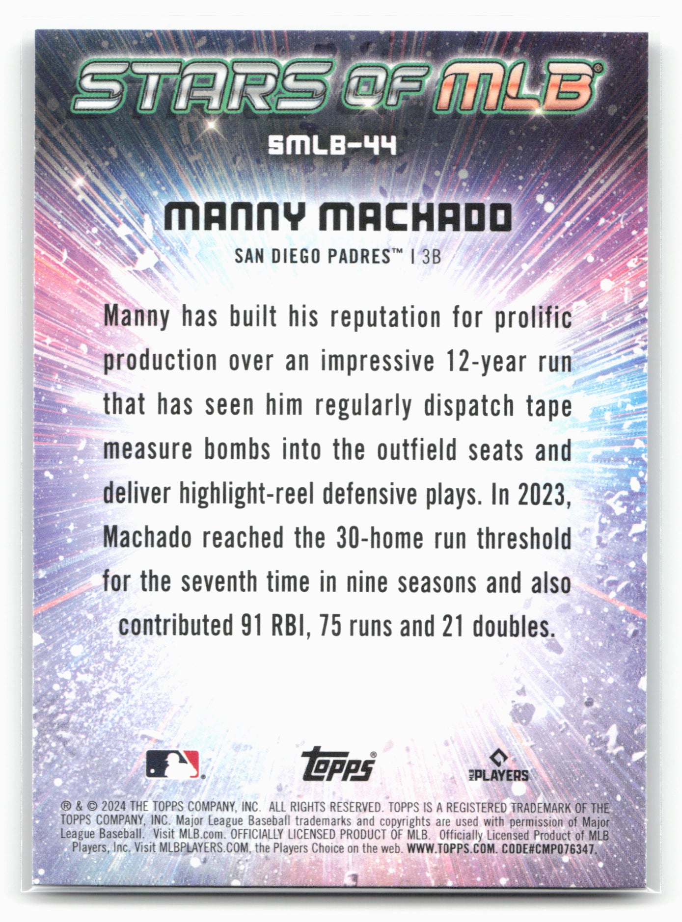 2024 Topps #SMLB-44 Manny Machado Stars of MLB