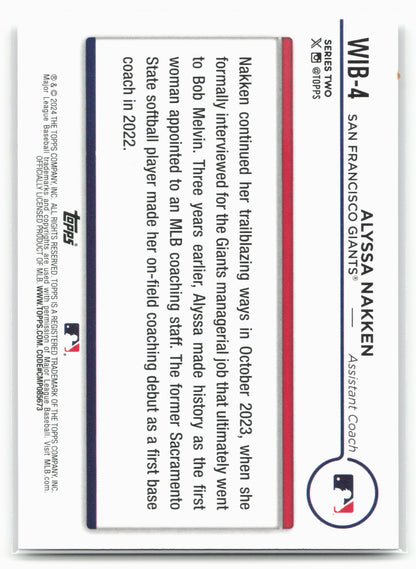 2024 Topps #WIB-4 Alyssa Nakken Women in Baseball