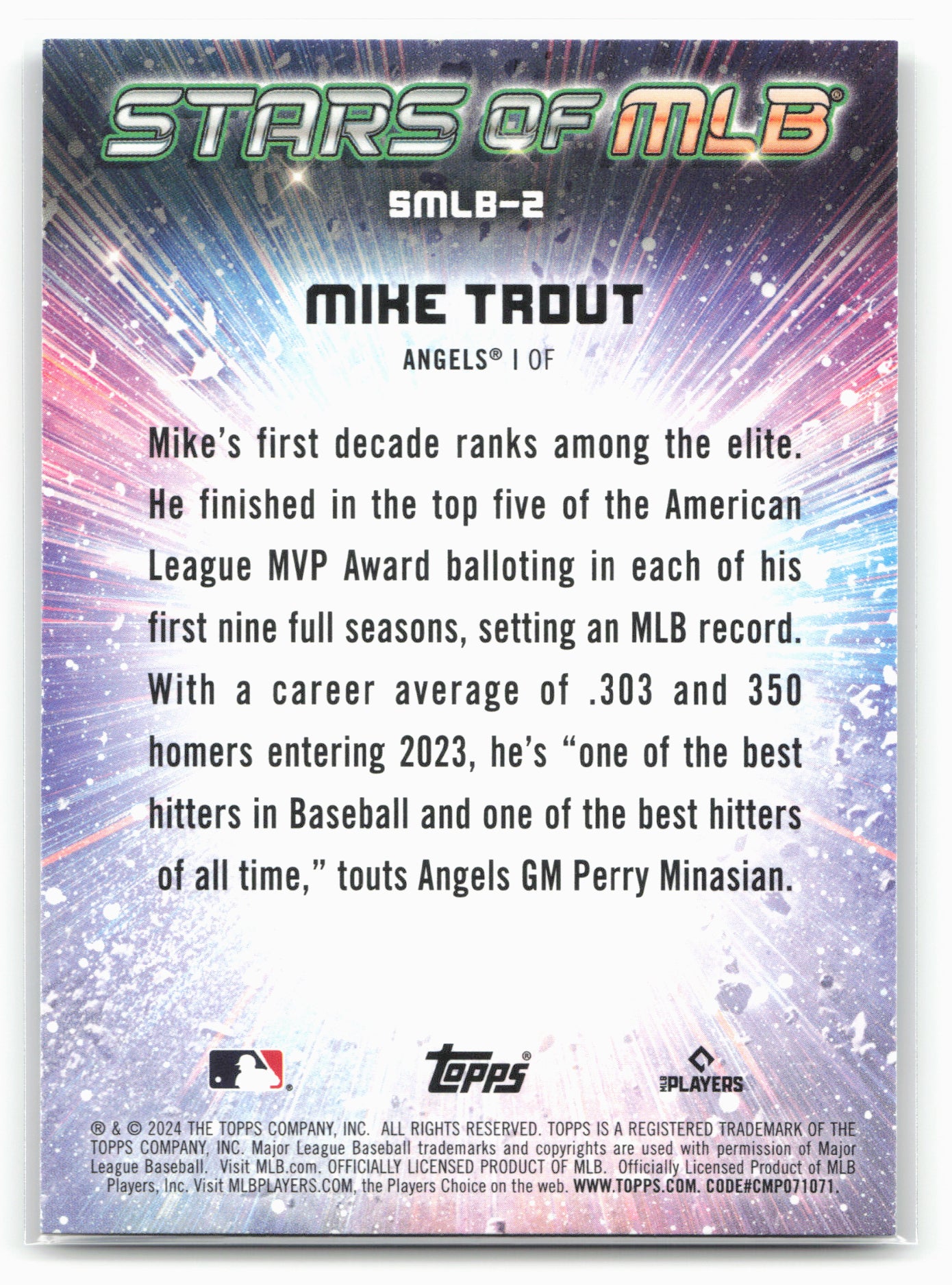 2024 Topps #SMLB-2 Mike Trout Stars of MLB
