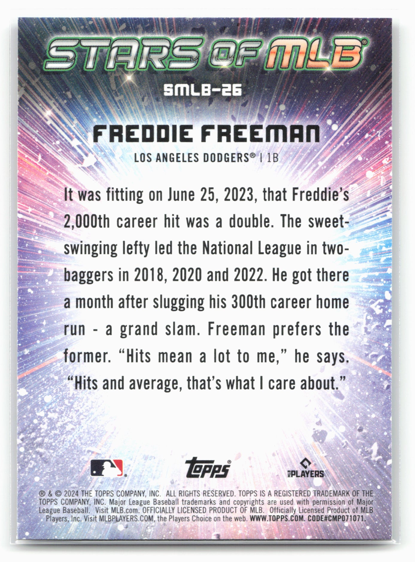 2024 Topps #SMLB-26 Freddie Freeman Stars of MLB