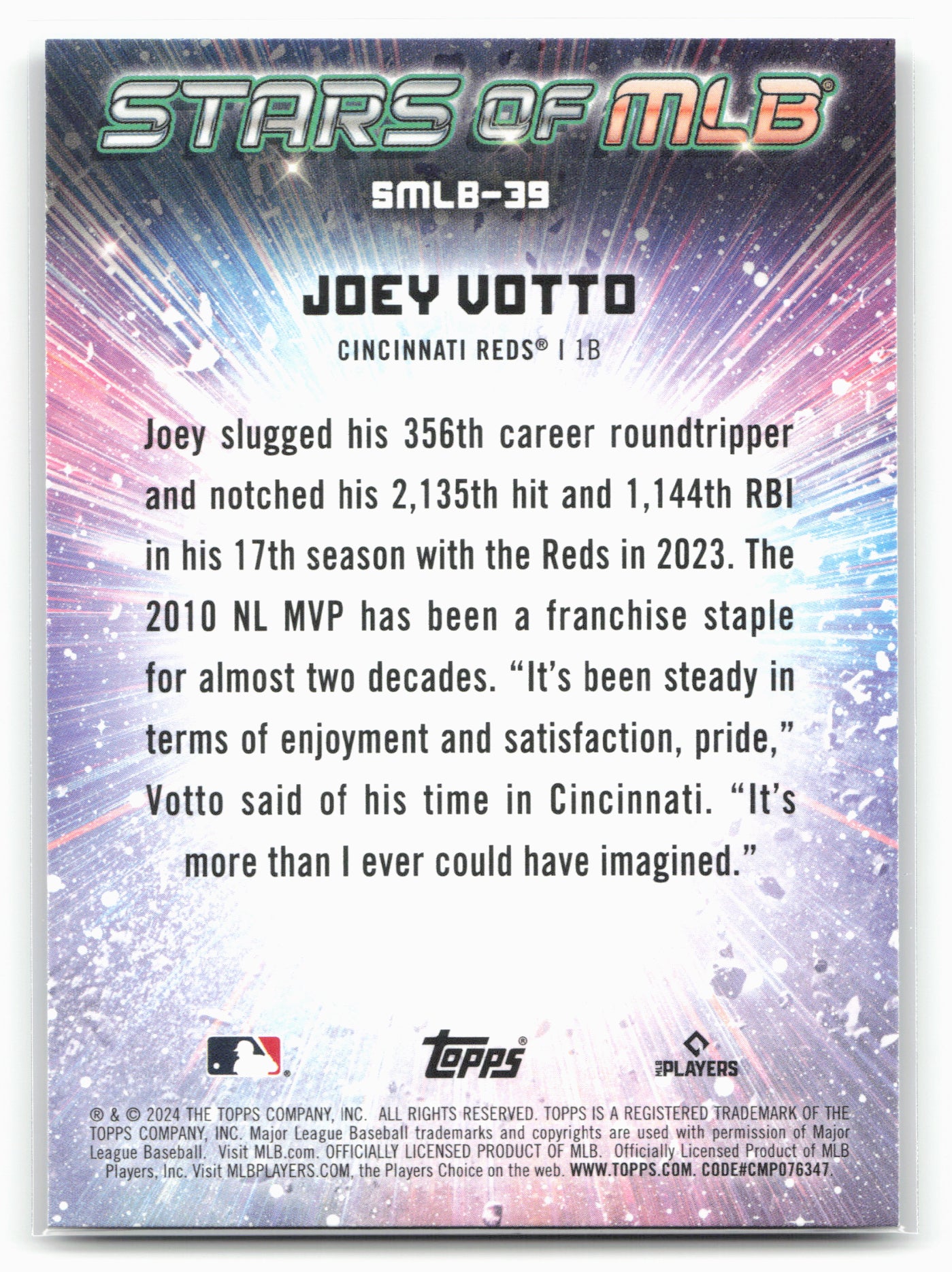 2024 Topps #SMLB-39 Joey Votto Stars of MLB