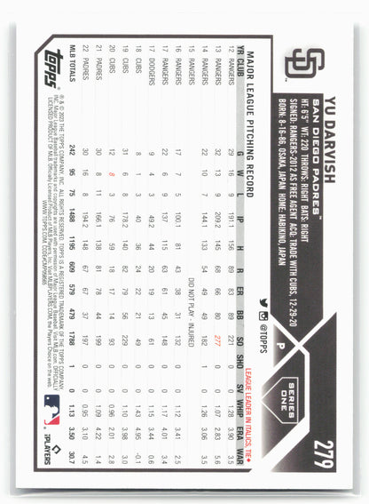 2023 Topps #279 Yu Darvish Rainbow Foil