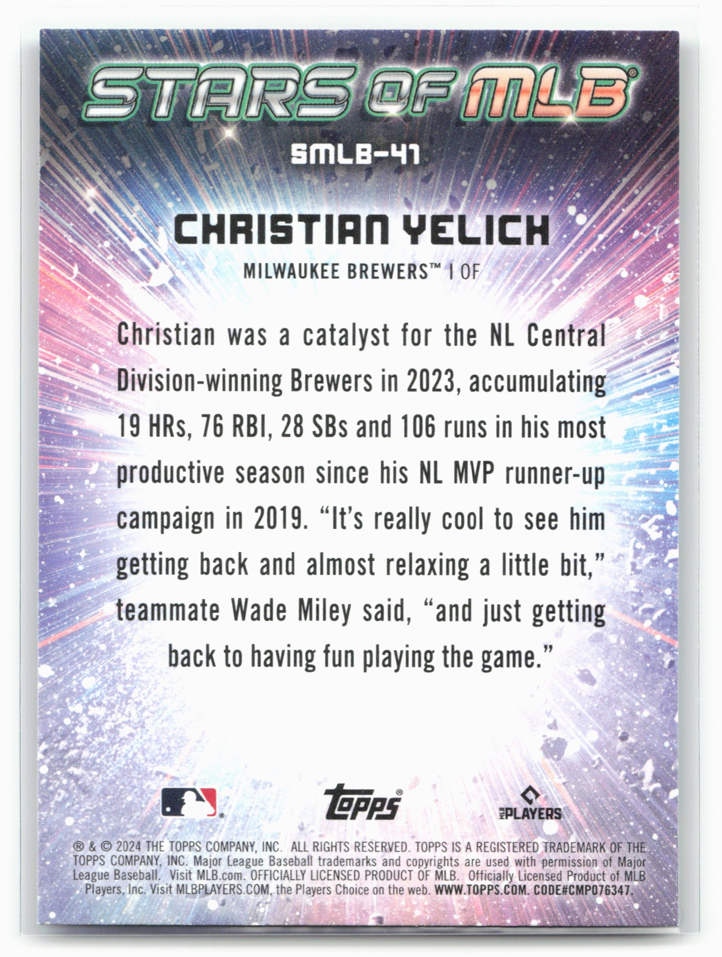 2024 Topps #SMLB-41 Christian Yelich Stars of MLB
