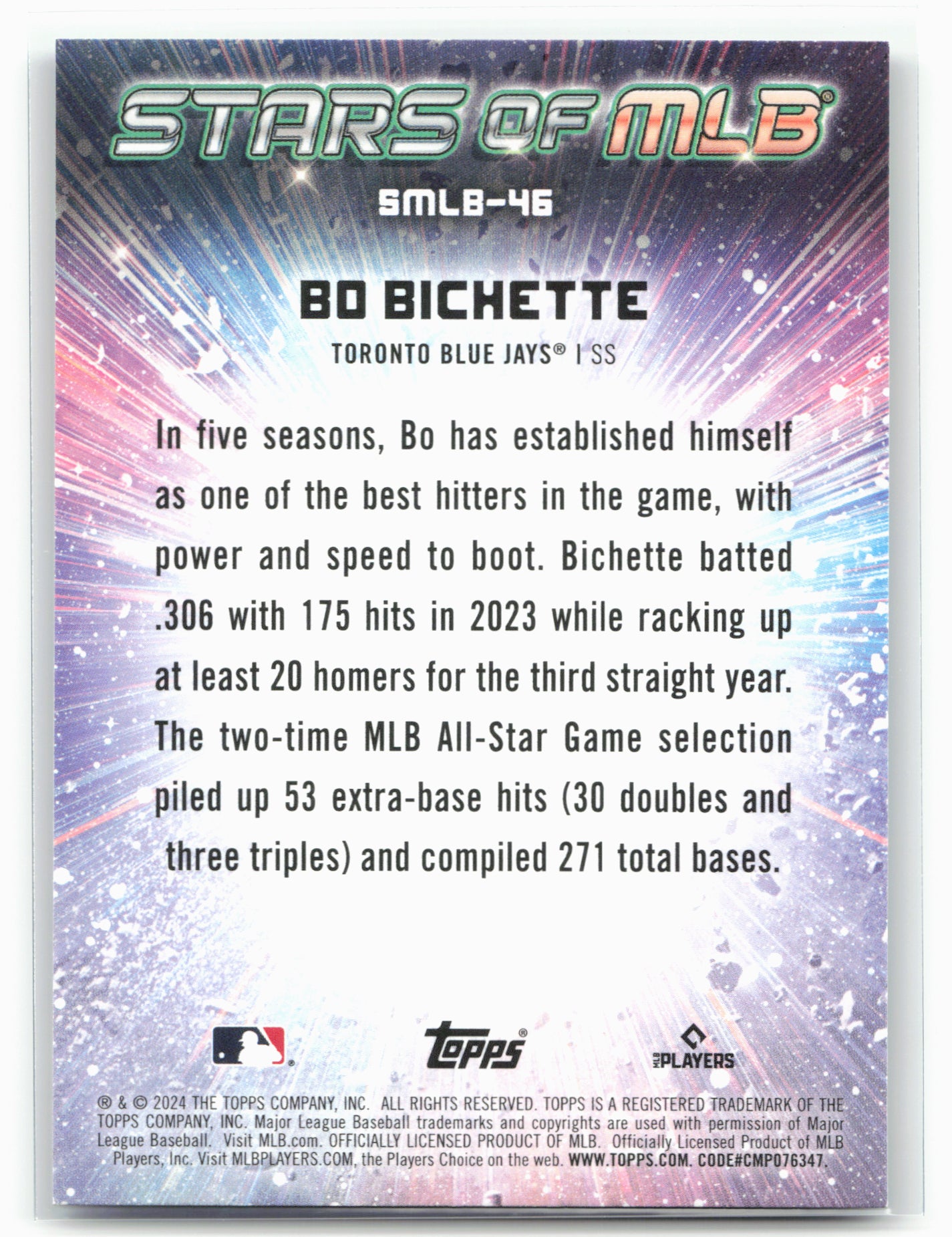 2024 Topps #SMLB-46 Bo Bichette Stars of MLB