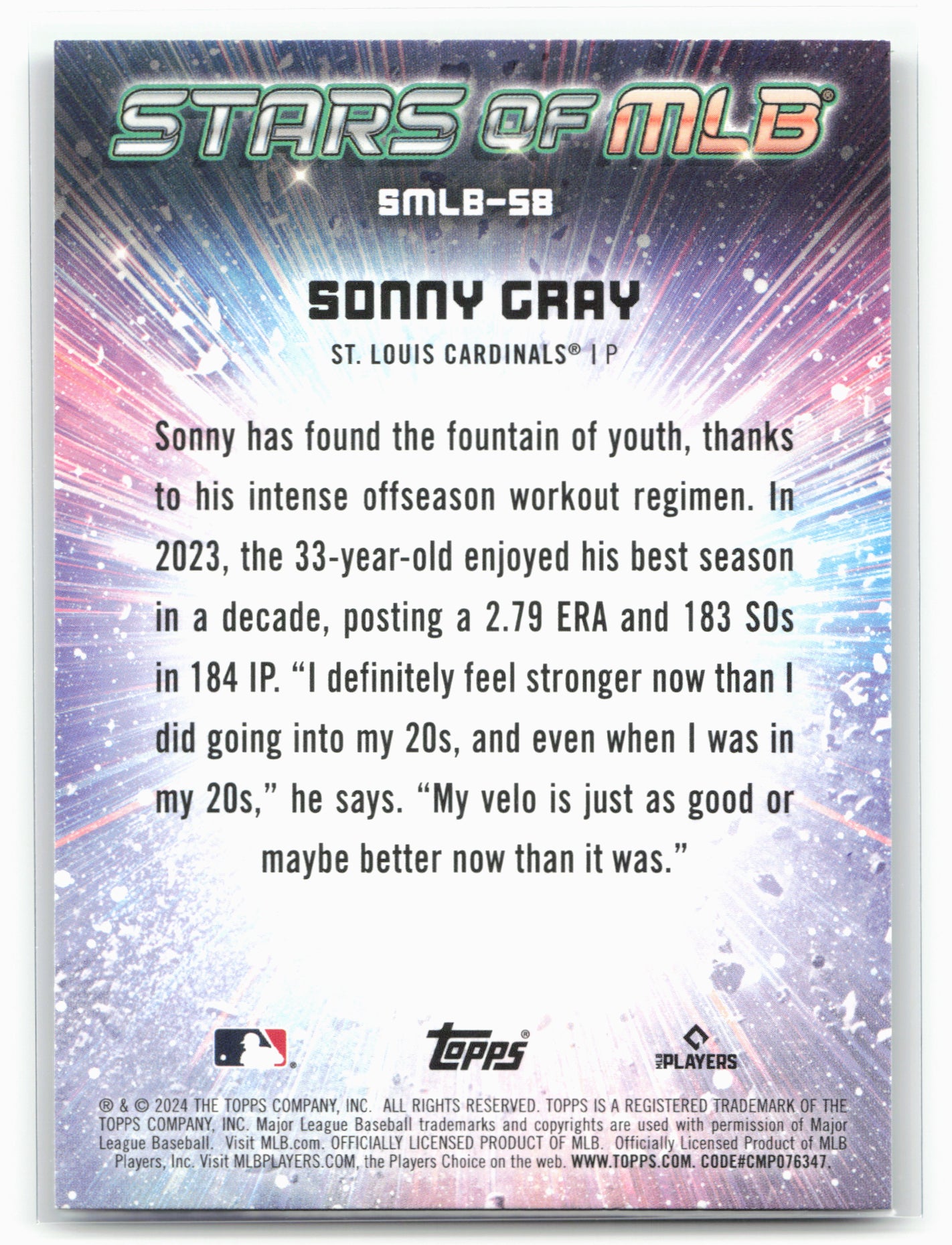 2024 Topps #SMLB-58 Sonny Gray Stars of MLB