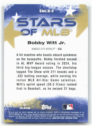 
2026 Topps #SMLB-5 Bobby Witt Jr. Stars of MLB