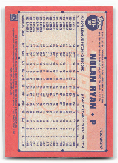 2026 Topps #T91-97 Nolan Ryan 1991 Topps Baseball 35th Anniversary (Series One)