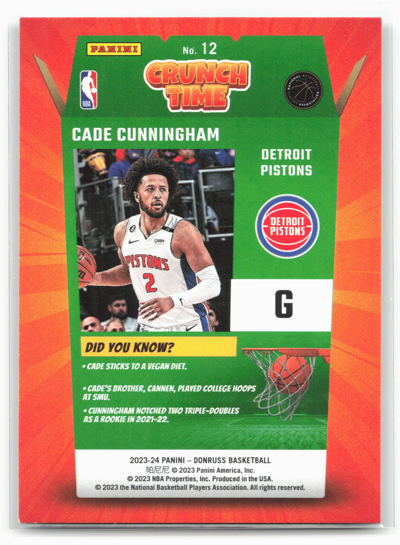 2023-24 Donruss #12 Cade Cunningham Crunch Time 28312