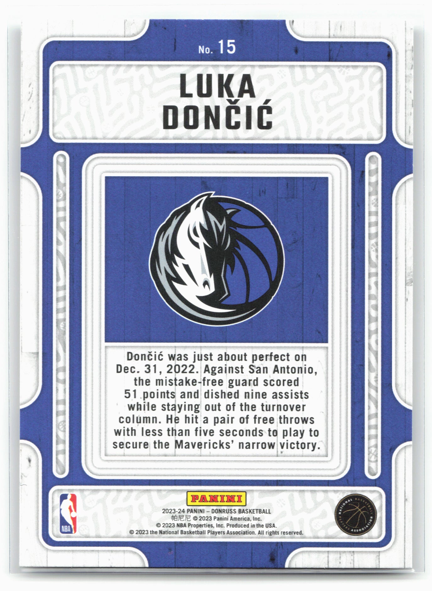 2023-24 Donruss #15 Luka Doncic Hardwood Masters 28317