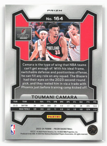 2023-24 Panini Prizm #164 Toumani Camara Prizms Orange Ice 28322