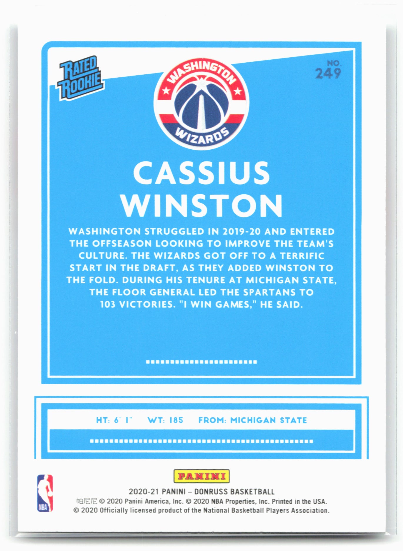 2020-21 Donruss #249 Cassius Winston