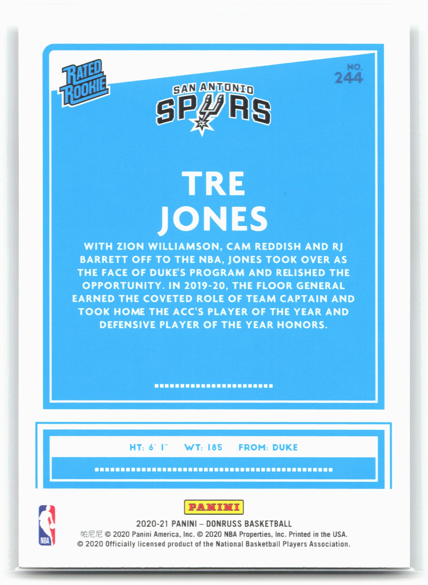 2020-21 Donruss #244 Tre Jones