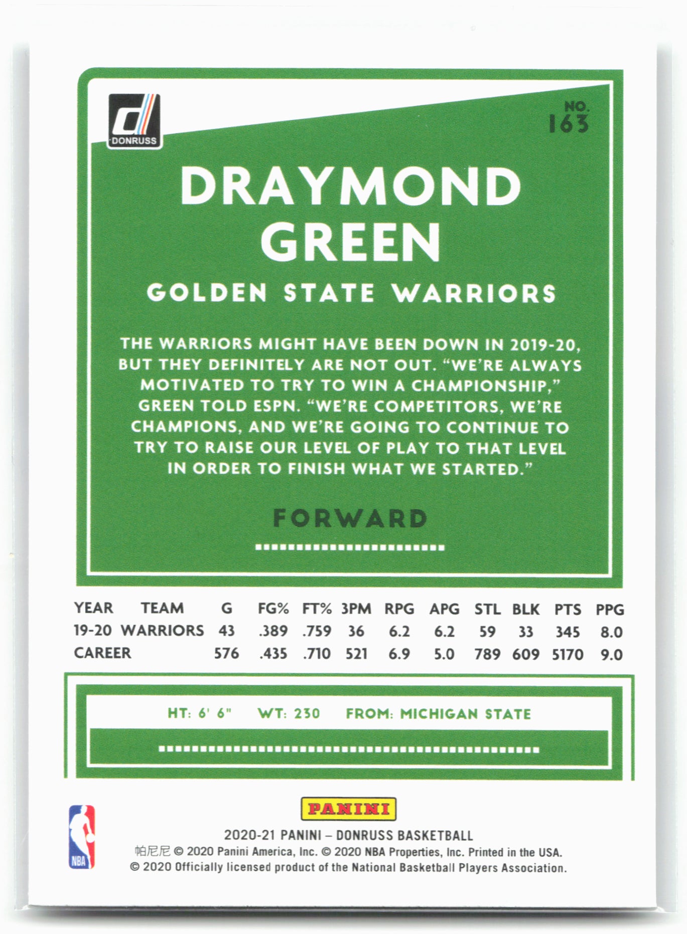 2020-21 Donruss #163 Draymond Green